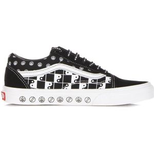 Vans, Schoenen, Dames, Zwart, 40 EU, Suède, Zwart/Wit Lage Sneaker met Logo