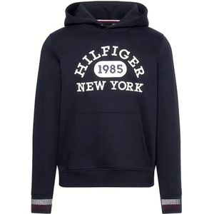 Tommy Hilfiger, Sweatshirts & Hoodies, Heren, Blauw, S, Katoen, Navy Blauwe Monotype Collegiate Hoodie