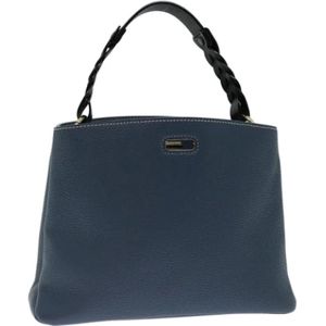 Bally Pre-owned, Pre-owned, Dames, Blauw, ONE Size, Leer, Tweedehands leren handtassen