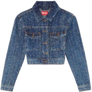 Diesel, Jassen, Dames, Blauw, S, Denim, Blauwe Denim Jack Stijlvol