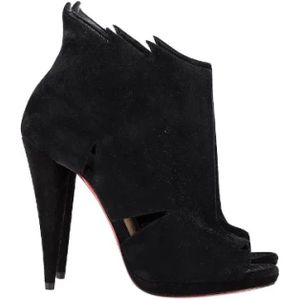 Christian Louboutin Pre-owned, Pre-owned, Dames, Zwart, 36 EU, Suède, Pre-owned Suede heels