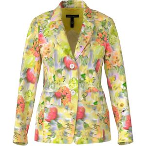 Marc Cain, Bloemenprint Gele Blazer Dames Veelkleurig, Dames, Maat:S