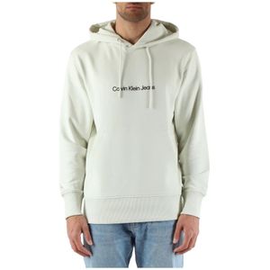 Calvin Klein Jeans, Sweatshirts & Hoodies, Heren, Groen, M, Katoen, Katoenen hoodie met logoprint