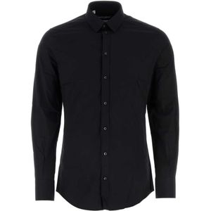 Dolce & Gabbana, Overhemden, Heren, Zwart, 2Xl, Stretch Poplin Shirt in Zwart