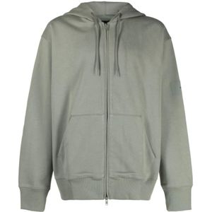 Y-3, Sweatshirts & Hoodies, Heren, Groen, L, Groene Zip Hoodie Upgrade Streetwear Stijl