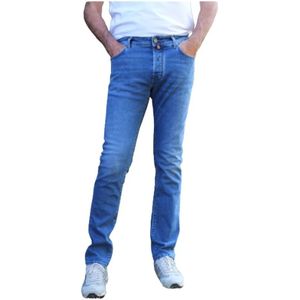 Jacob Cohën, Jeans, Heren, Blauw, W29, Katoen, Slim Fit Katoenen Jeans met Stretch