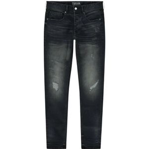 Kultivate, Donkerblauwe Slim Fit Jeans met Distressed Details Blauw, Heren, Maat:W36 L36