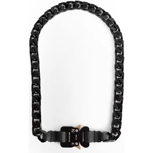 1017 Alyx 9Sm, Zwarte geëmailleerde ketting Zwart, unisex, Maat:L