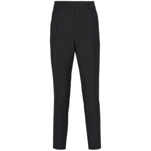 Prada, Zwarte Mohair Wol Skinny Broek Zwart, Heren, Maat:L