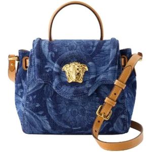 Versace, Tassen, Dames, Blauw, ONE Size, Katoen, Cotton handbags