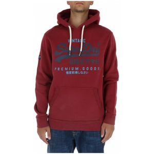 Superdry, Sweatshirts & Hoodies, Heren, Rood, XL, Katoen, Heren Bordeaux Print Sweatshirt