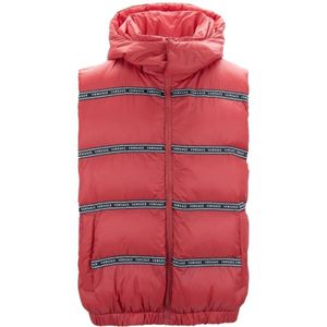 Versace, Jassen, Heren, Rood, M, Polyester, Rode Polyester Vest met Afneembare Capuchon