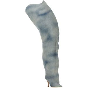 Y/Project, Schoenen, Dames, Blauw, 39 EU, Denim, Denim over-de-knie laarzen