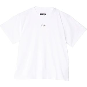 MM6 Maison Margiela, Tops, Dames, Wit, XL, Katoen, Logo-Detail Cropped T-Shirt