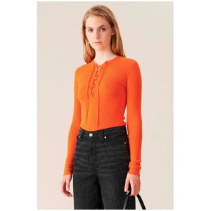 Ganni, Blouses & Shirts, Dames, Oranje, S, Wol, Oranje Merino Wol Blouse