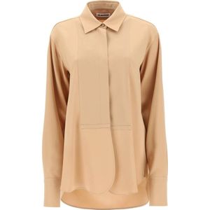 Jil Sander, Blouses & Shirts, Dames, Beige, S, Beige Jtn 214 Stijl