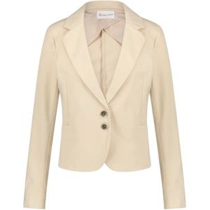 Jane Lushka, Comfortabele Beige Technische Jersey Blazer Beige, Dames, Maat:L