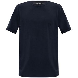 Giorgio Armani, Tops, Heren, Blauw, L, T-shirt met logo