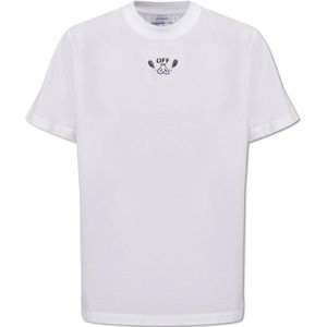 Off White, Tops, Heren, Wit, S, Katoen, T-shirt met paisley motief