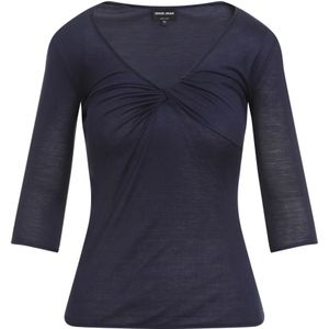 Giorgio Armani, Truien, Dames, Blauw, S, Luxe Blauwe Zijde Blend Sweater