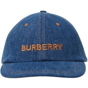 Burberry, Accessoires, Dames, Blauw, M, Denim, Geborduurde Denim Baseball Cap