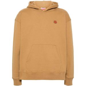 Kenzo, Sweatshirts & Hoodies, Heren, Beige, M, Katoen, Bloem Motief Hoodie