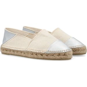 Castañer, Schoenen, Dames, Beige, 36 EU, Katoen, Platte Katoenen Espadrilles Avorio Zilver