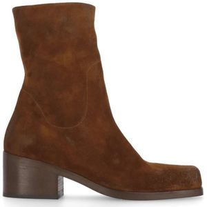 Marsell, Schoenen, Dames, Bruin, 39 1/2 EU, Suède, Bruine Suède Enkellaarzen