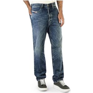 Diesel, Jeans, Heren, Blauw, W28, Katoen, Heren Jeans met Ritssluiting in Effen Kleur