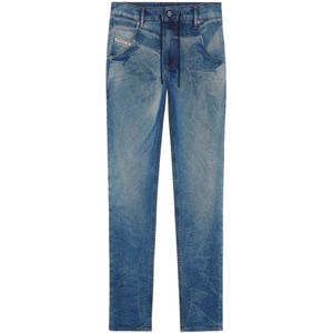 Diesel, Tapered Stretch Jogg Jeans - Medium Denim Blauw, Heren, Maat:W30 L32