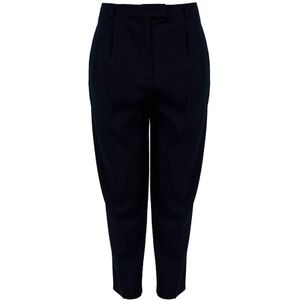 Patrizia Pepe, Broeken, Dames, Blauw, M, Leer, Tapered Broek met Rits en Knoop