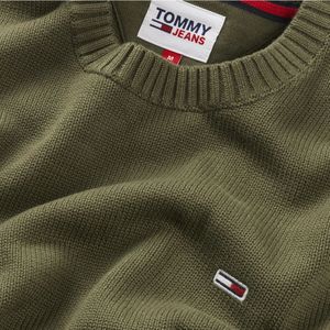 Tommy Jeans, Truien, Heren, Groen, S, Katoen, Groene Biologisch Katoenen Sweater Regular Fit