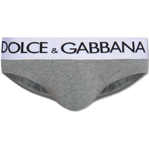 Dolce & Gabbana, Ondergoed, Heren, Grijs, XL, Katoen, Onderbroeken met logo