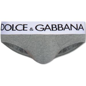 Dolce & Gabbana, Ondergoed, Heren, Grijs, L, Katoen, Onderbroeken met logo