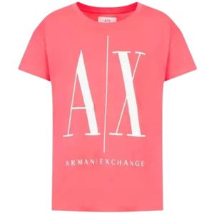Armani Exchange, Tops, Dames, Roze, XS, Katoen, Klassieke Stijl T-Shirt, Diverse Kleuren