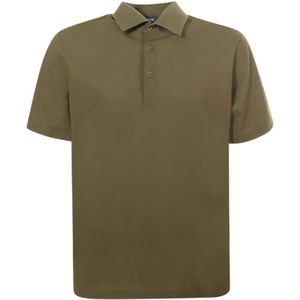 Herno, Tops, Heren, Groen, L, Katoen, Groene Polo Shirt - Regular Fit