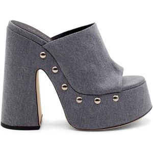 Vic Matié, Schoenen, Dames, Grijs, 39 EU, Denim, Grijs Gewassen Denim Maxi Slipper