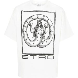 Etro, Grafische Print T-shirt Wit, Heren, Maat:M