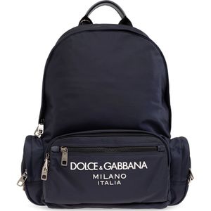 Dolce & Gabbana, Tassen, Heren, Blauw, ONE Size, Rugzak met logo