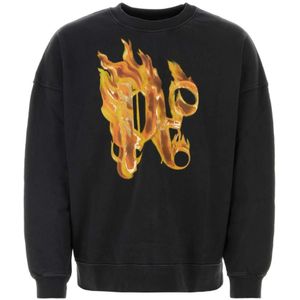 Palm Angels, Zwart Oversized Sweatshirt Zwart, Heren, Maat:XL