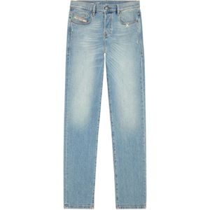 Diesel, Jeans, Heren, Blauw, W40 L34, Katoen, Klassieke Straight Jeans Blauwe Wassing