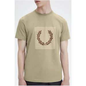 Fred Perry, Tops, Heren, Beige, M, Katoen, Gestreept Laurel Wreath Jersey Shirt