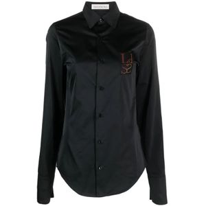 Ludovic de Saint Sernin, Blouses & Shirts, Dames, Zwart, S, Denim, Logo Denim Overhemd - Ware maat