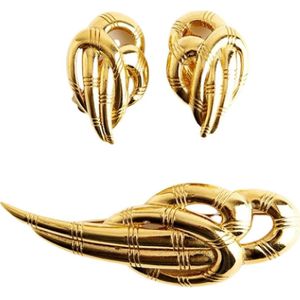 Givenchy Pre-owned, Pre-eigendom broche + earclips set Geel, Dames, Maat:ONE Size