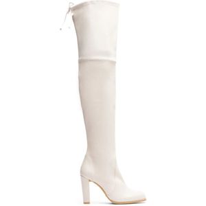 Stuart Weitzman, Schoenen, Dames, Wit, 40 1/2 EU, Leer, Hoge hak Stretch Over-de-knie laars