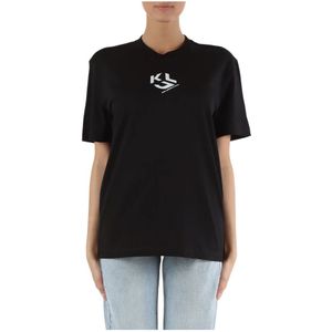 Karl Lagerfeld, Tops, Dames, Zwart, S, Katoen, Biologisch Katoen Regular Fit T-shirt