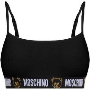 Moschino, Ondergoed, Dames, Zwart, L, Katoen, BH met logo