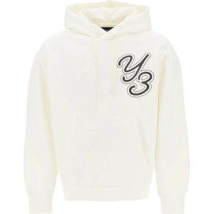 Y-3, Sweatshirts & Hoodies, Heren, Wit, XL, Katoen, Hoodie met grafische logo print