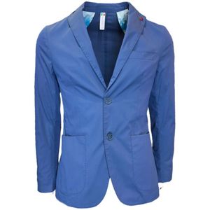 0-105, Blauwe Herenjas met Zak Blauw, Heren, Maat:L