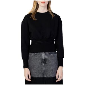 Calvin Klein Jeans, Klassieke Zwarte Sweatshirt met Lange Mouwen Zwart, Dames, Maat:M